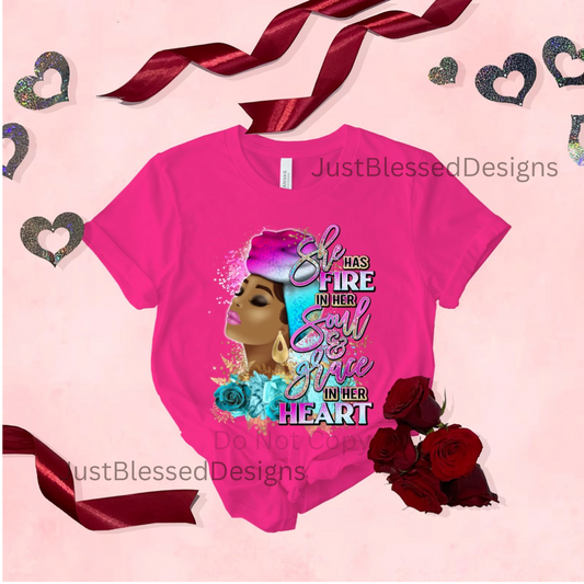She Has Fire (Pink and Blue)
